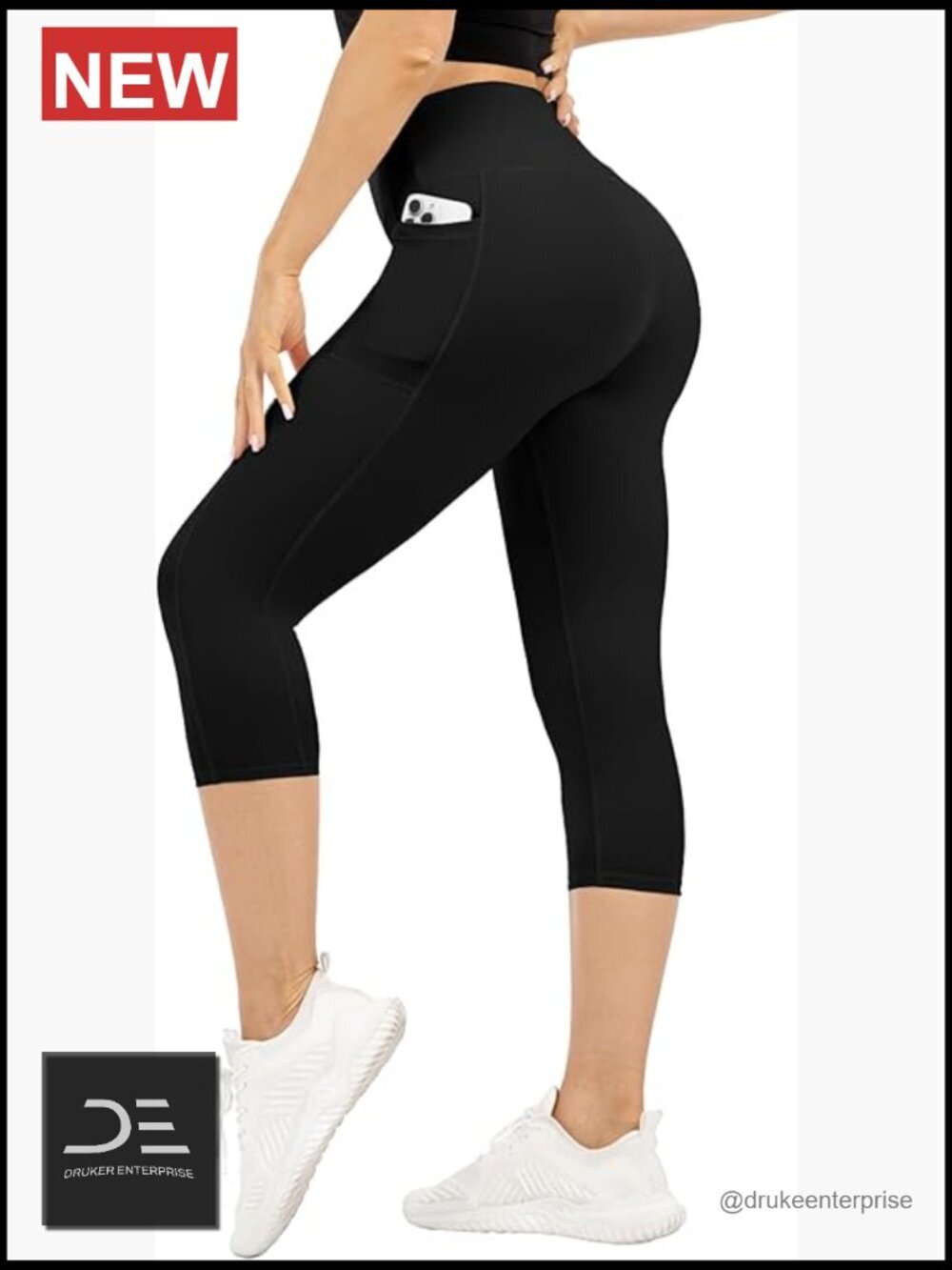 High Waisted Capri Leggings with Pockets Tummy Control Yoga Pants